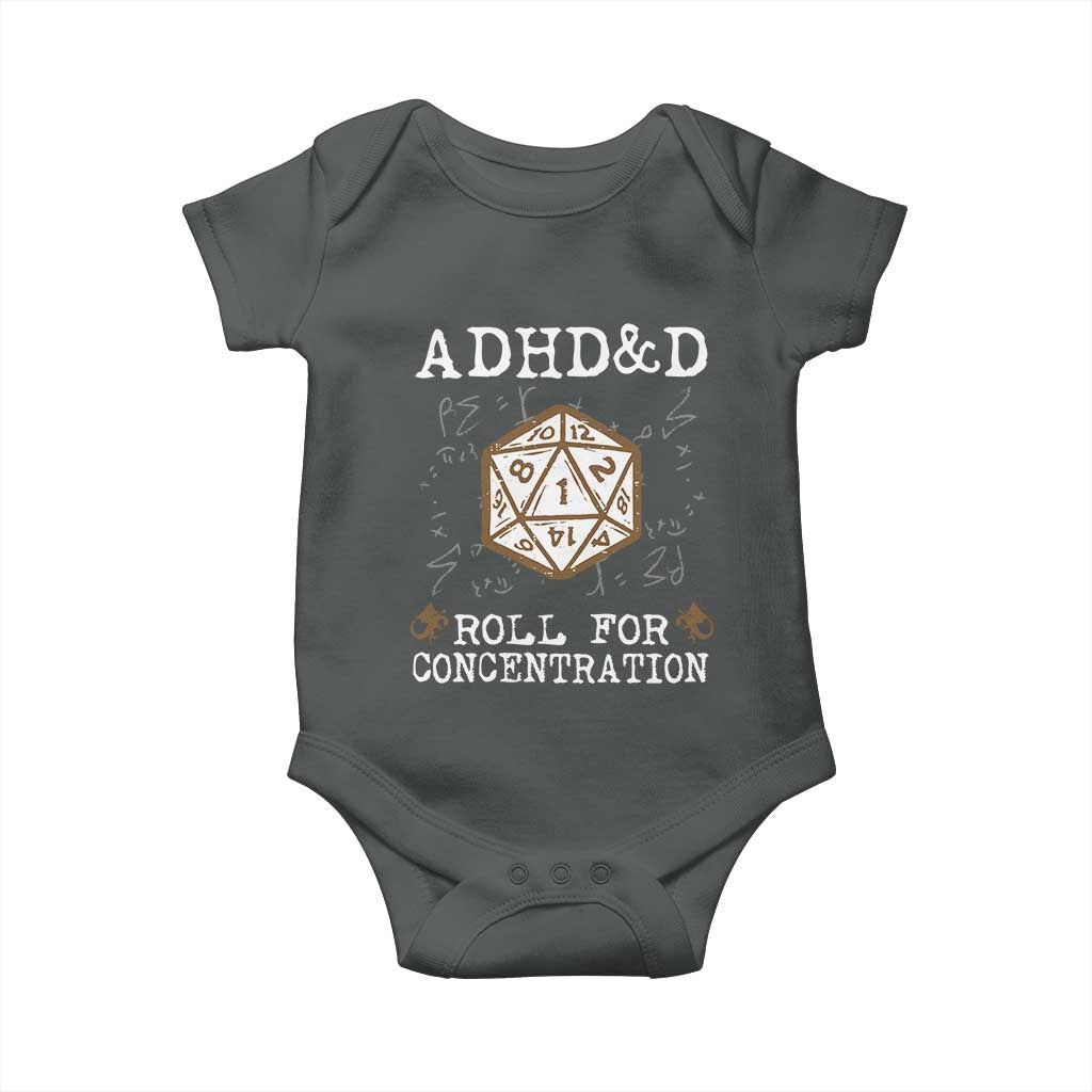 ADHD&D Roll for Concentration Baby Onesie ADHD Roll For Concentration Funny Gamer - Wonder Print Shop