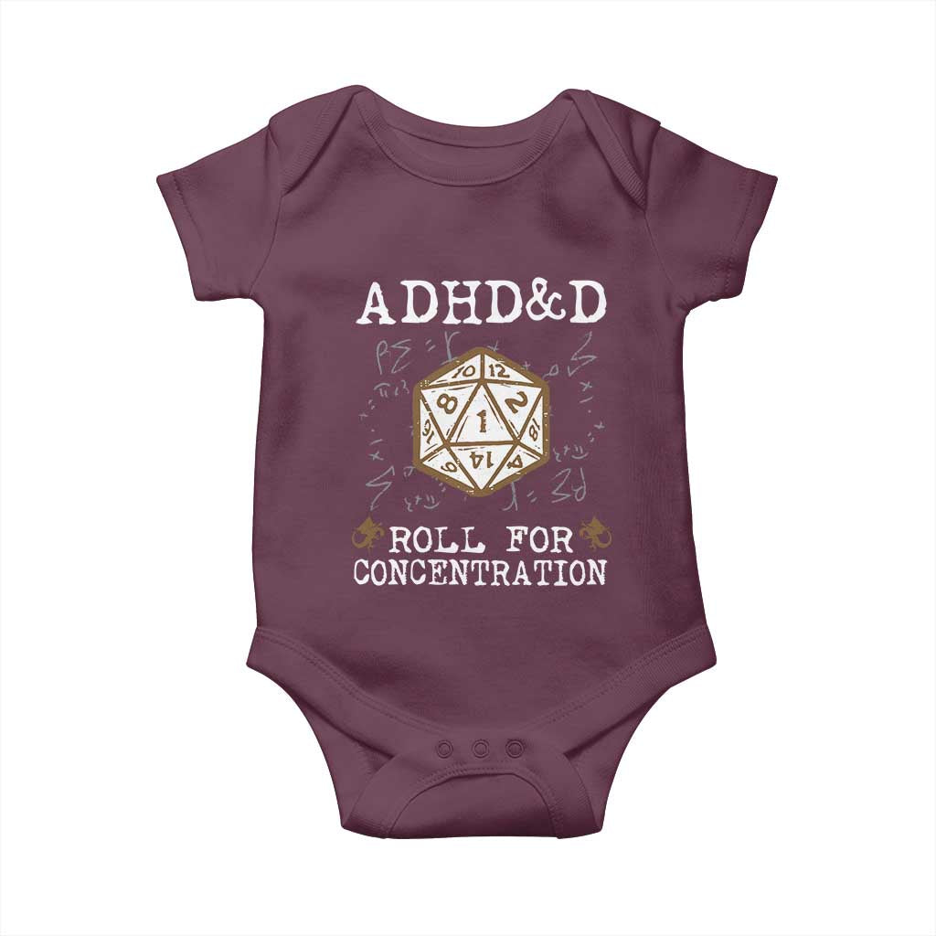ADHD&D Roll for Concentration Baby Onesie ADHD Roll For Concentration Funny Gamer - Wonder Print Shop