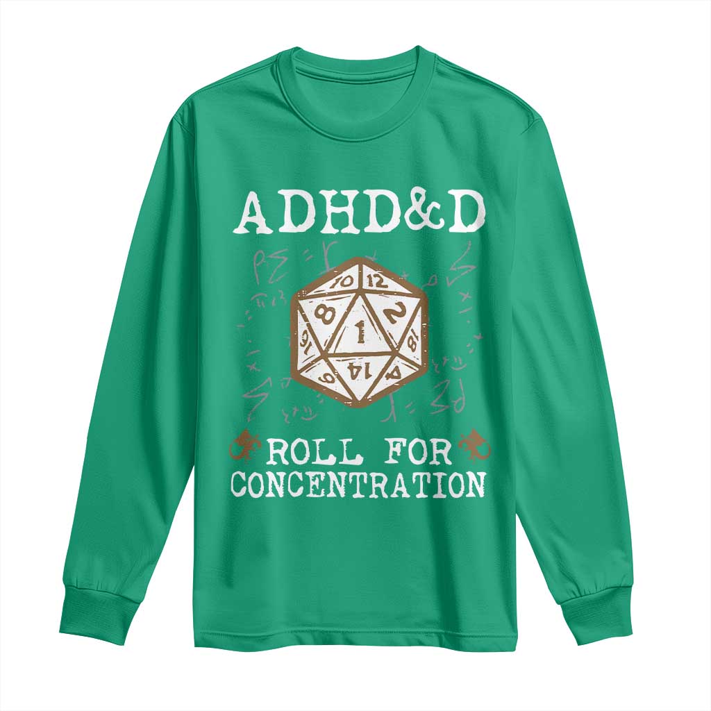 ADHD&D Roll for Concentration Long Sleeve Shirt ADHD Roll For Concentration Funny Gamer - Wonder Print Shop