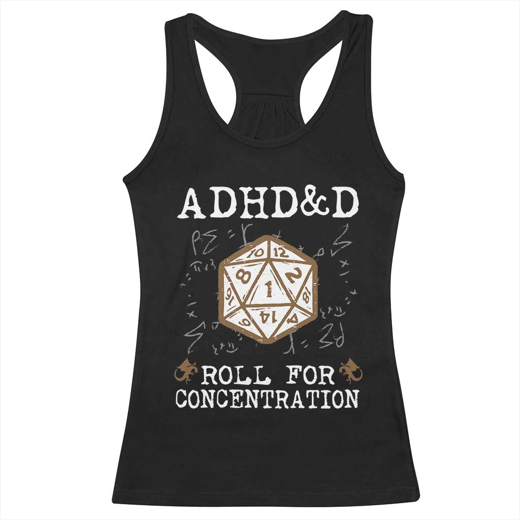 ADHD&D Roll for Concentration Racerback Tank Top ADHD Roll For Concentration Funny Gamer - Wonder Print Shop