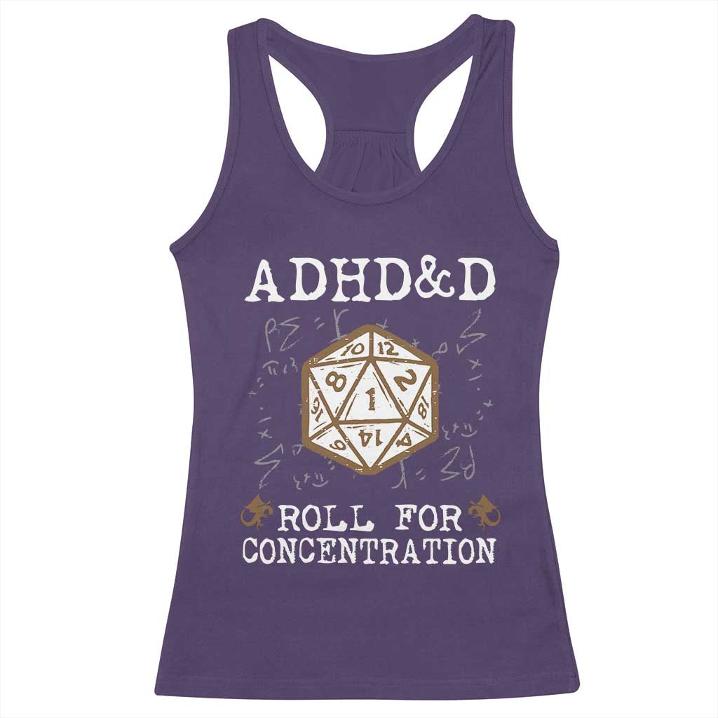ADHD&D Roll for Concentration Racerback Tank Top ADHD Roll For Concentration Funny Gamer - Wonder Print Shop