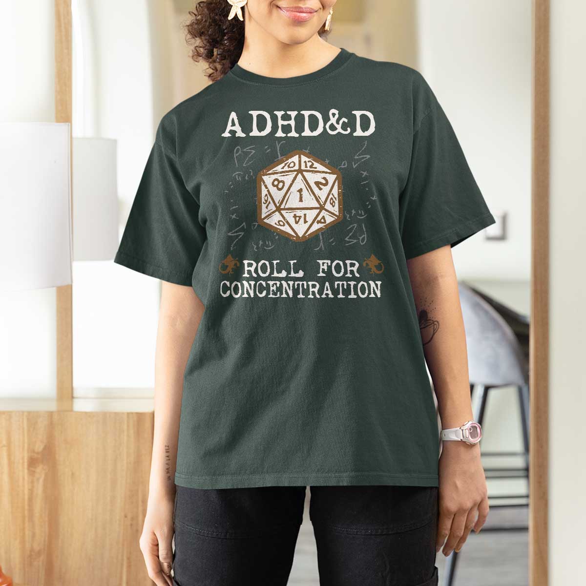 ADHD&D Roll for Concentration T Shirt For Women ADHD Roll For Concentration Funny Gamer - Wonder Print Shop