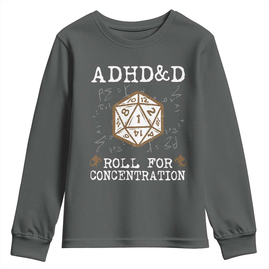 ADHD&D Roll for Concentration Youth Sweatshirt ADHD Roll For Concentration Funny Gamer - Wonder Print Shop