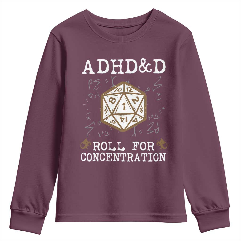 ADHD&D Roll for Concentration Youth Sweatshirt ADHD Roll For Concentration Funny Gamer - Wonder Print Shop