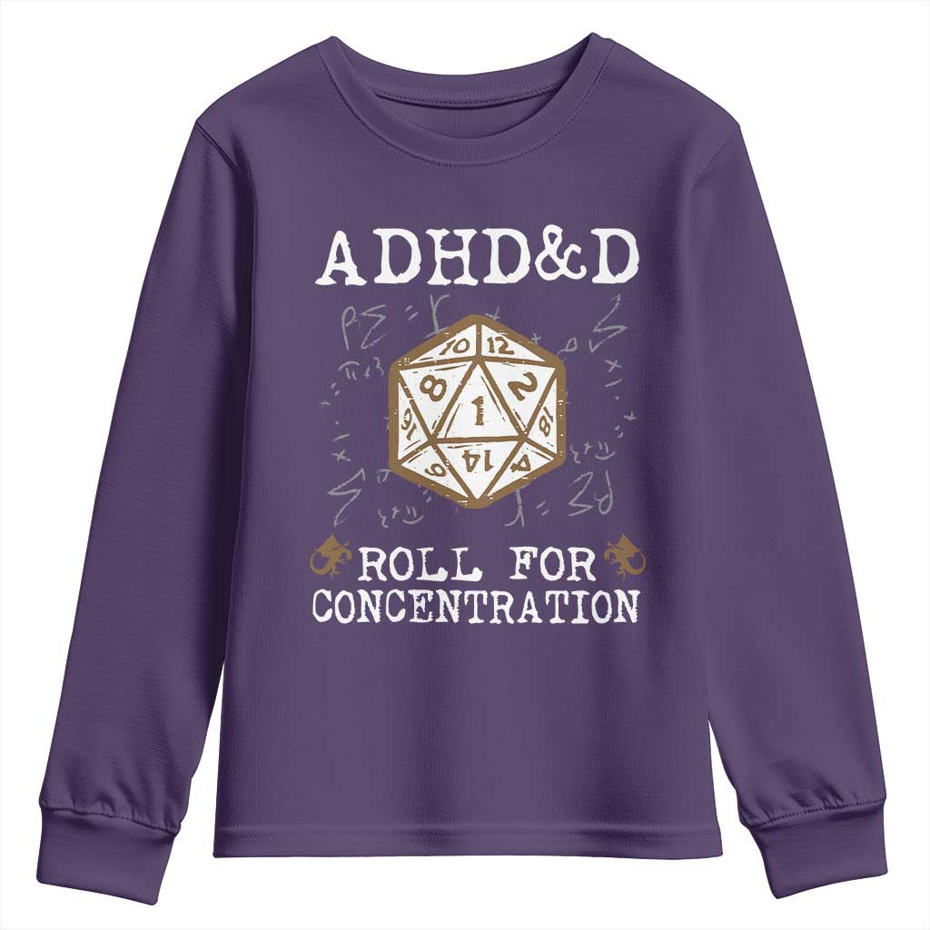 ADHD&D Roll for Concentration Youth Sweatshirt ADHD Roll For Concentration Funny Gamer - Wonder Print Shop