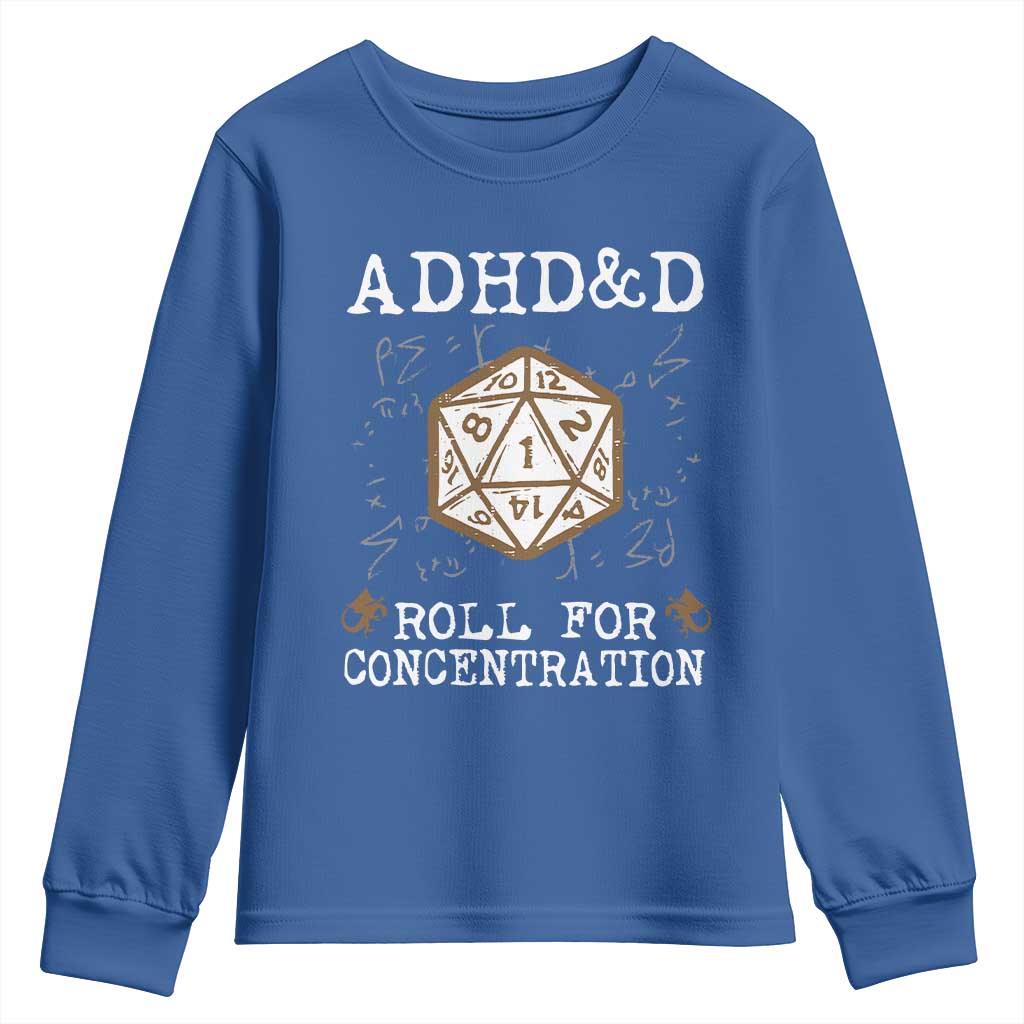 ADHD&D Roll for Concentration Youth Sweatshirt ADHD Roll For Concentration Funny Gamer - Wonder Print Shop