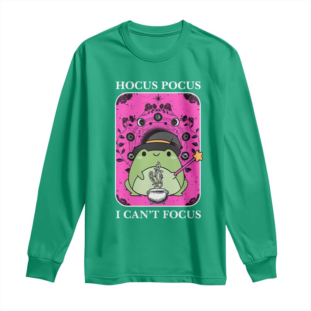 ADHD Meme Long Sleeve Shirt Neurodivergent Wizard Frog I Cant Focus - Wonder Print Shop