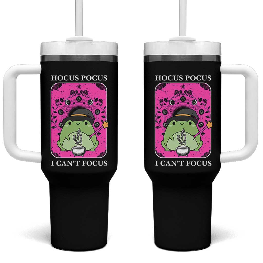 ADHD Meme Tumbler With Handle Neurodivergent Wizard Frog I Cant Focus - Wonder Print Shop