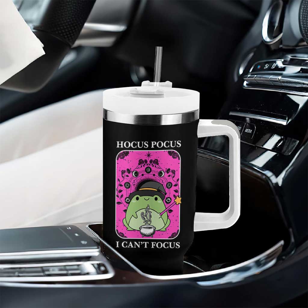 ADHD Meme Tumbler With Handle Neurodivergent Wizard Frog I Cant Focus - Wonder Print Shop