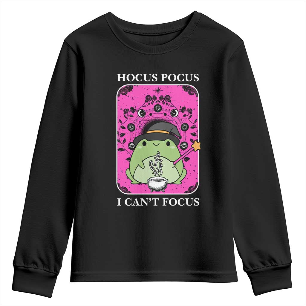 ADHD Meme Youth Sweatshirt Neurodivergent Wizard Frog I Cant Focus - Wonder Print Shop