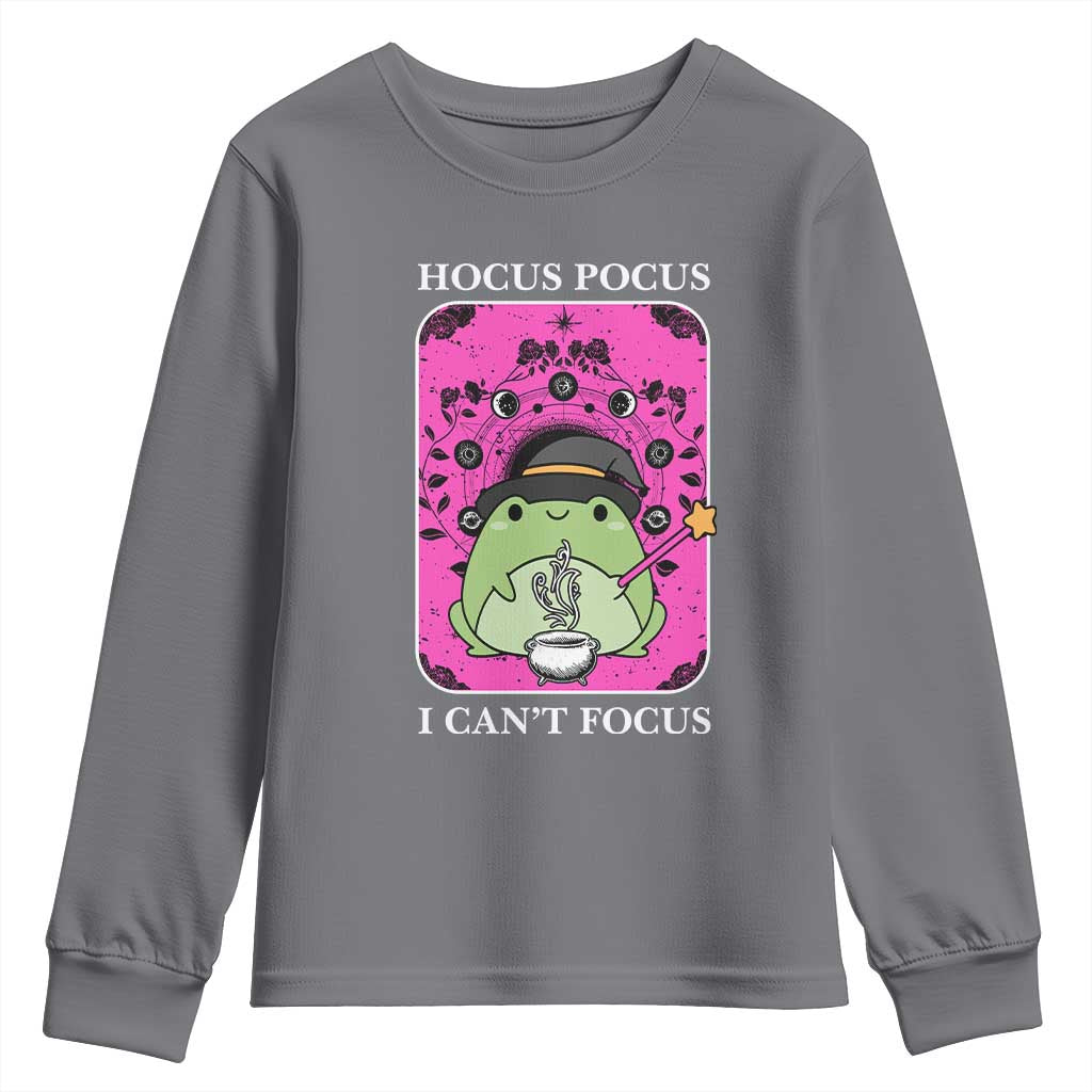 ADHD Meme Youth Sweatshirt Neurodivergent Wizard Frog I Cant Focus - Wonder Print Shop