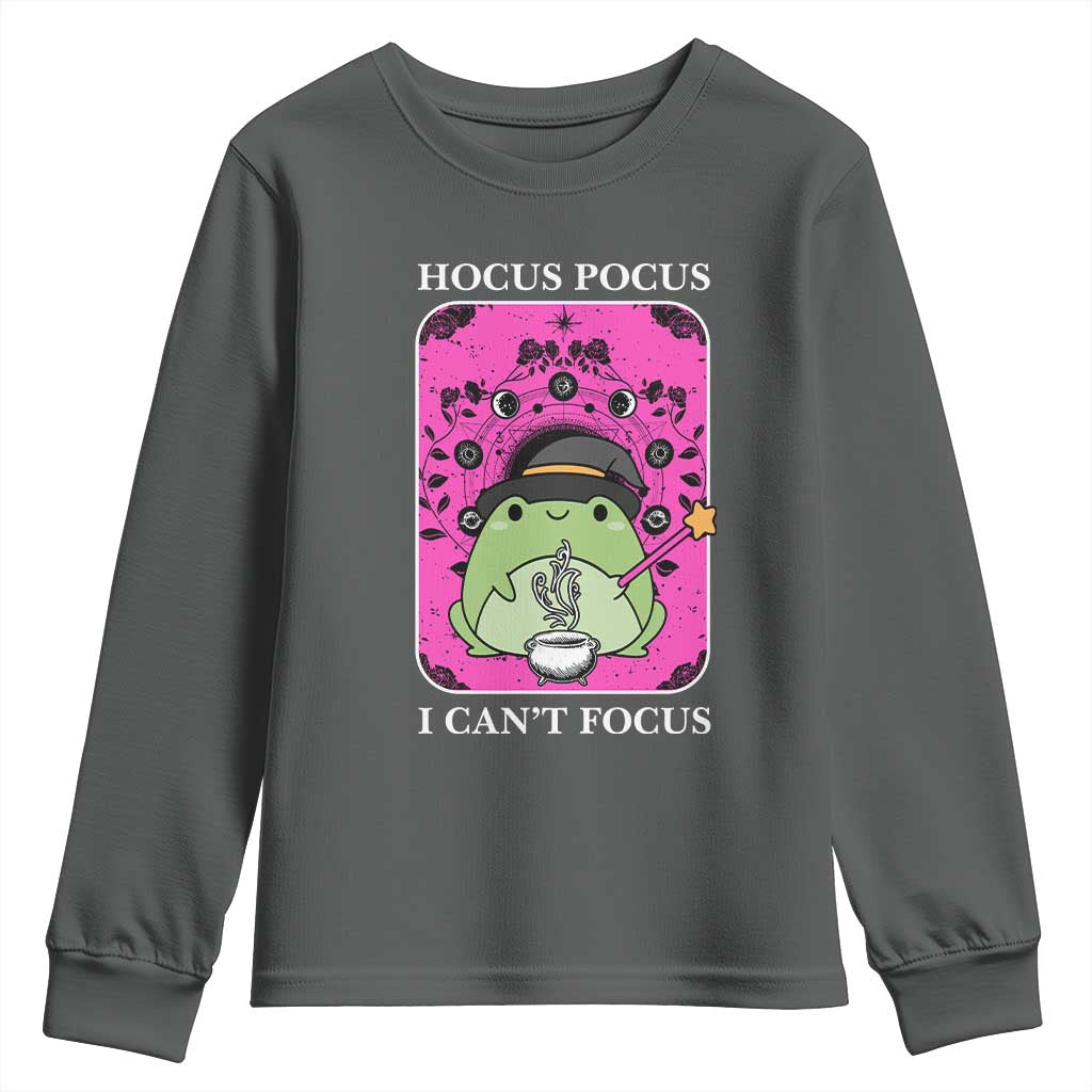 ADHD Meme Youth Sweatshirt Neurodivergent Wizard Frog I Cant Focus - Wonder Print Shop