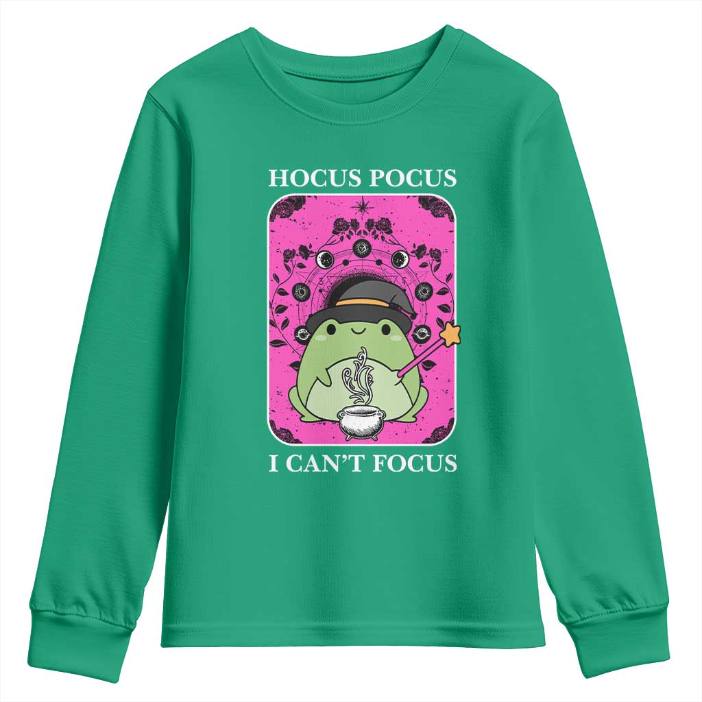 ADHD Meme Youth Sweatshirt Neurodivergent Wizard Frog I Cant Focus - Wonder Print Shop