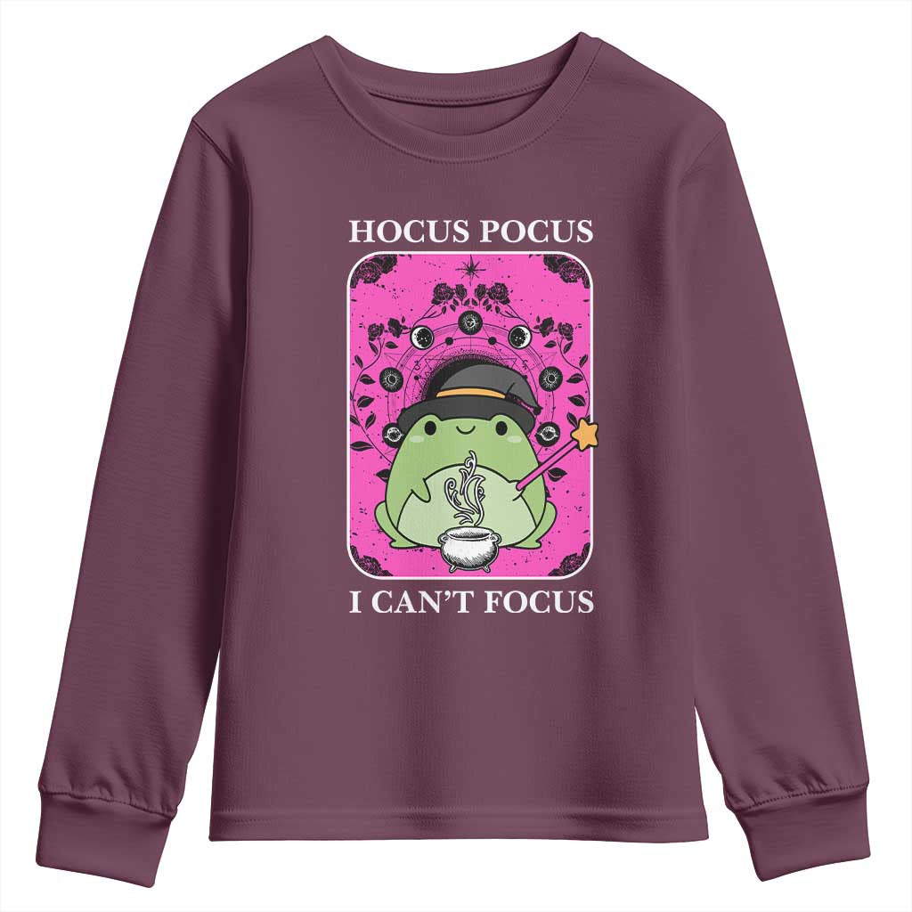 ADHD Meme Youth Sweatshirt Neurodivergent Wizard Frog I Cant Focus - Wonder Print Shop