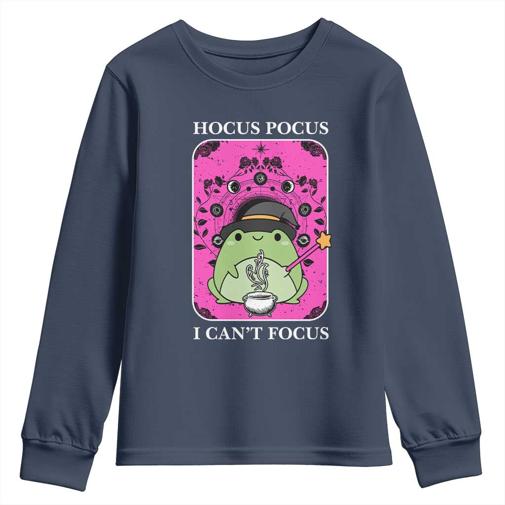 ADHD Meme Youth Sweatshirt Neurodivergent Wizard Frog I Cant Focus - Wonder Print Shop