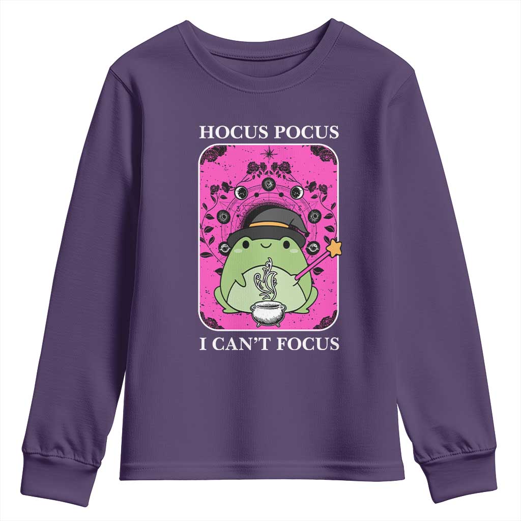 ADHD Meme Youth Sweatshirt Neurodivergent Wizard Frog I Cant Focus - Wonder Print Shop