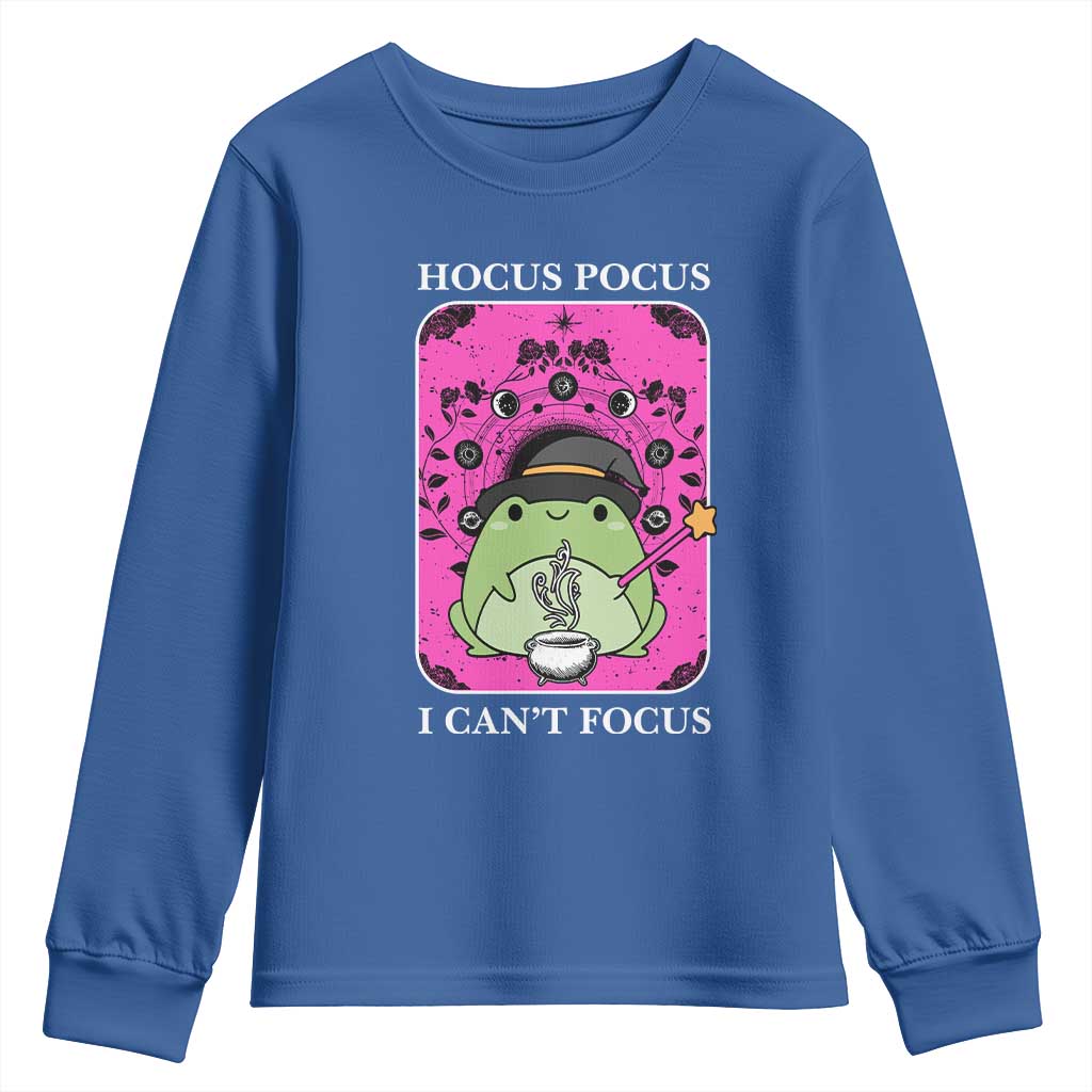 ADHD Meme Youth Sweatshirt Neurodivergent Wizard Frog I Cant Focus - Wonder Print Shop