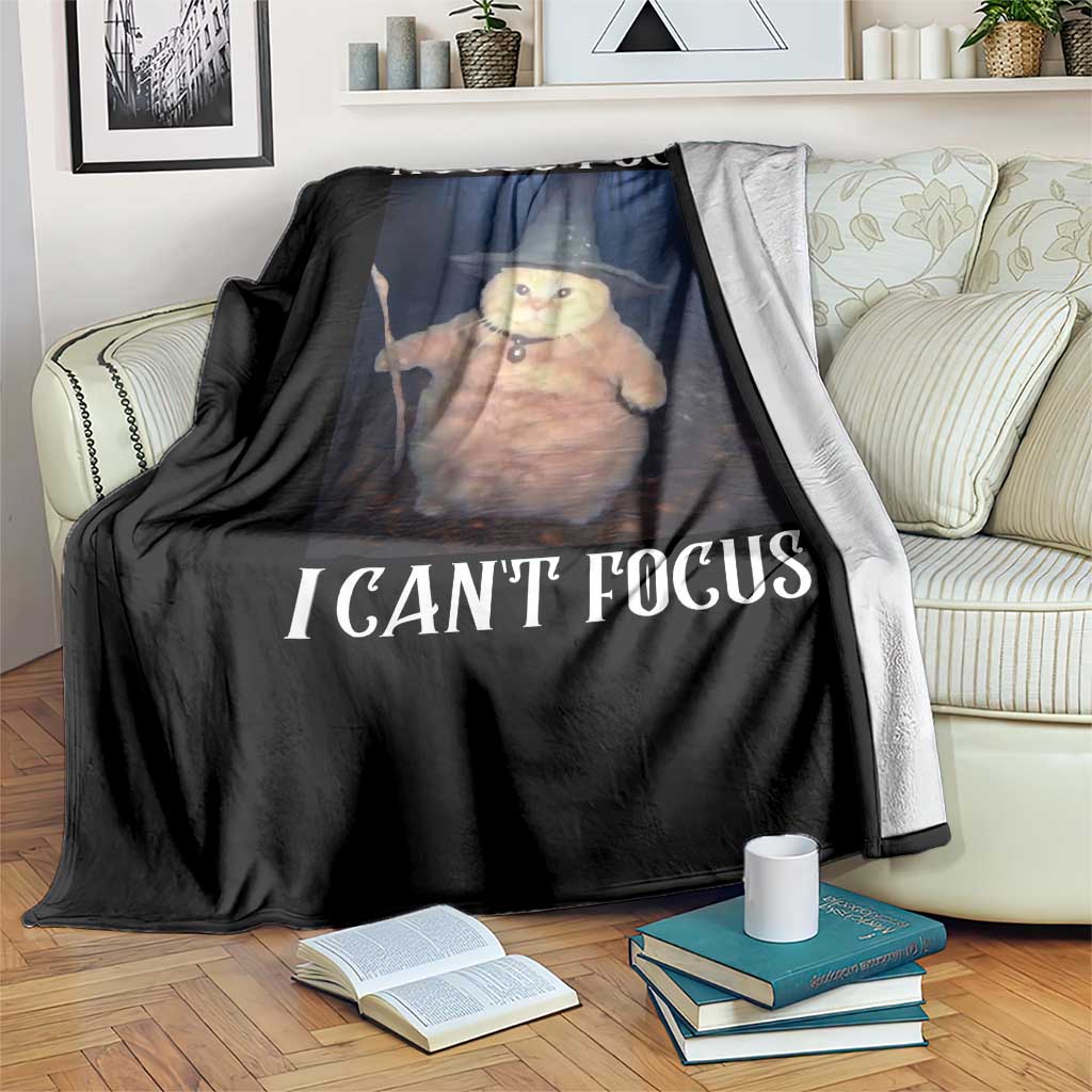ADHD Cat Meme Throw Blanket Neurodivergent Wizard Cat I Cant Focus - Wonder Print Shop