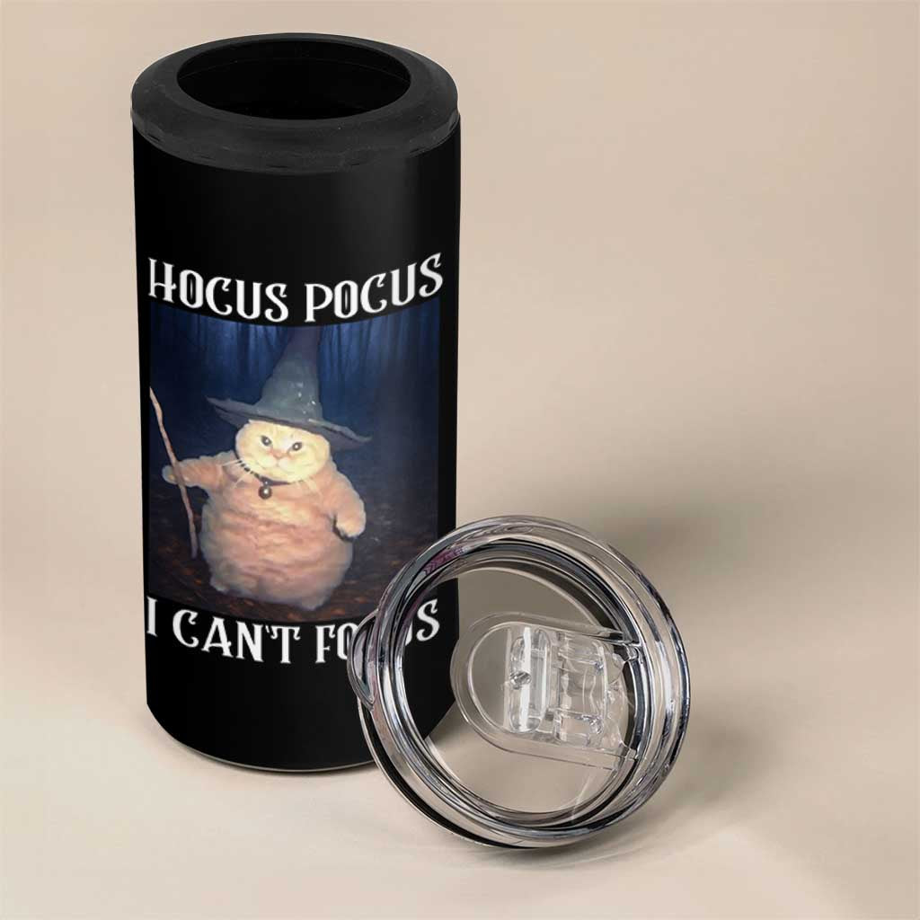 ADHD Cat Meme 4 in 1 Can Cooler Tumbler Neurodivergent Wizard Cat I Cant Focus - Wonder Print Shop