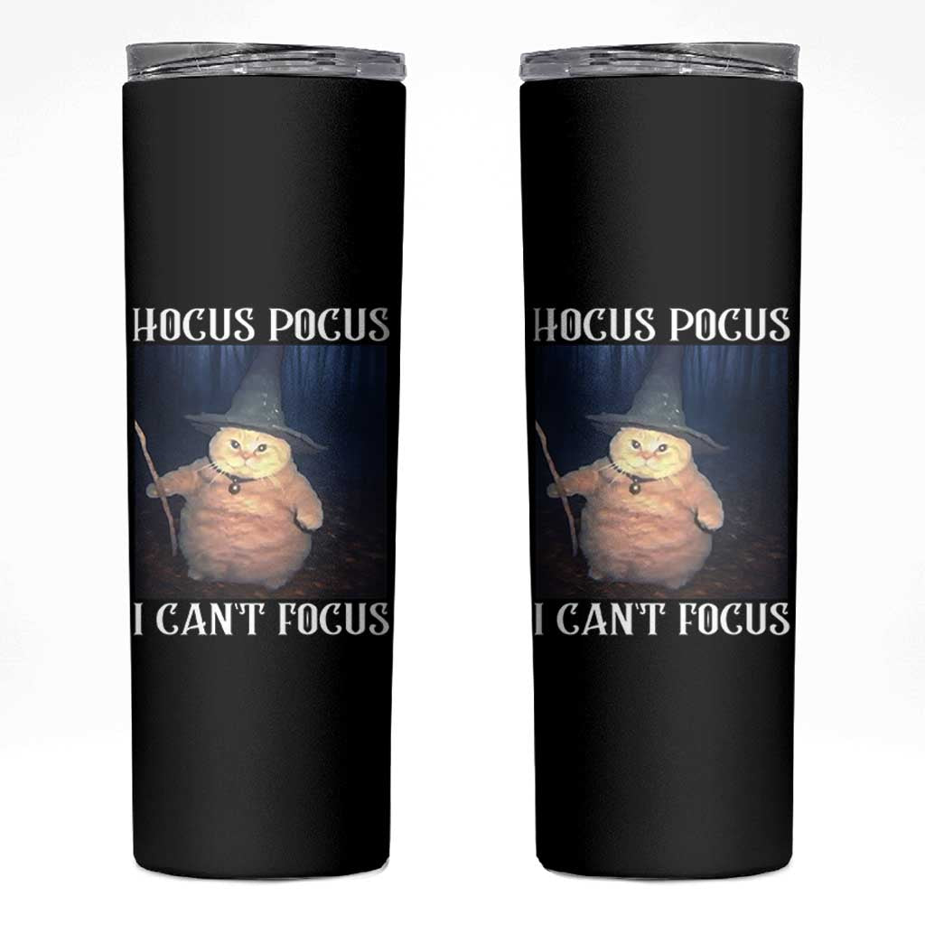 ADHD Cat Meme Skinny Tumbler Neurodivergent Wizard Cat I Cant Focus - Wonder Print Shop
