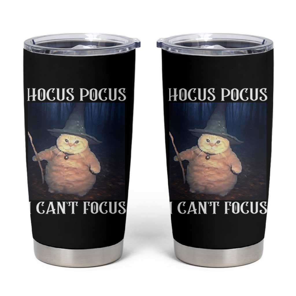 ADHD Cat Meme Tumbler Cup Neurodivergent Wizard Cat I Cant Focus - Wonder Print Shop