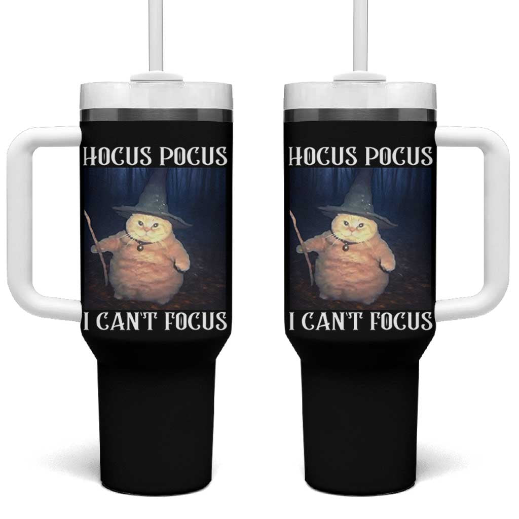 ADHD Cat Meme Tumbler With Handle Neurodivergent Wizard Cat I Cant Focus - Wonder Print Shop