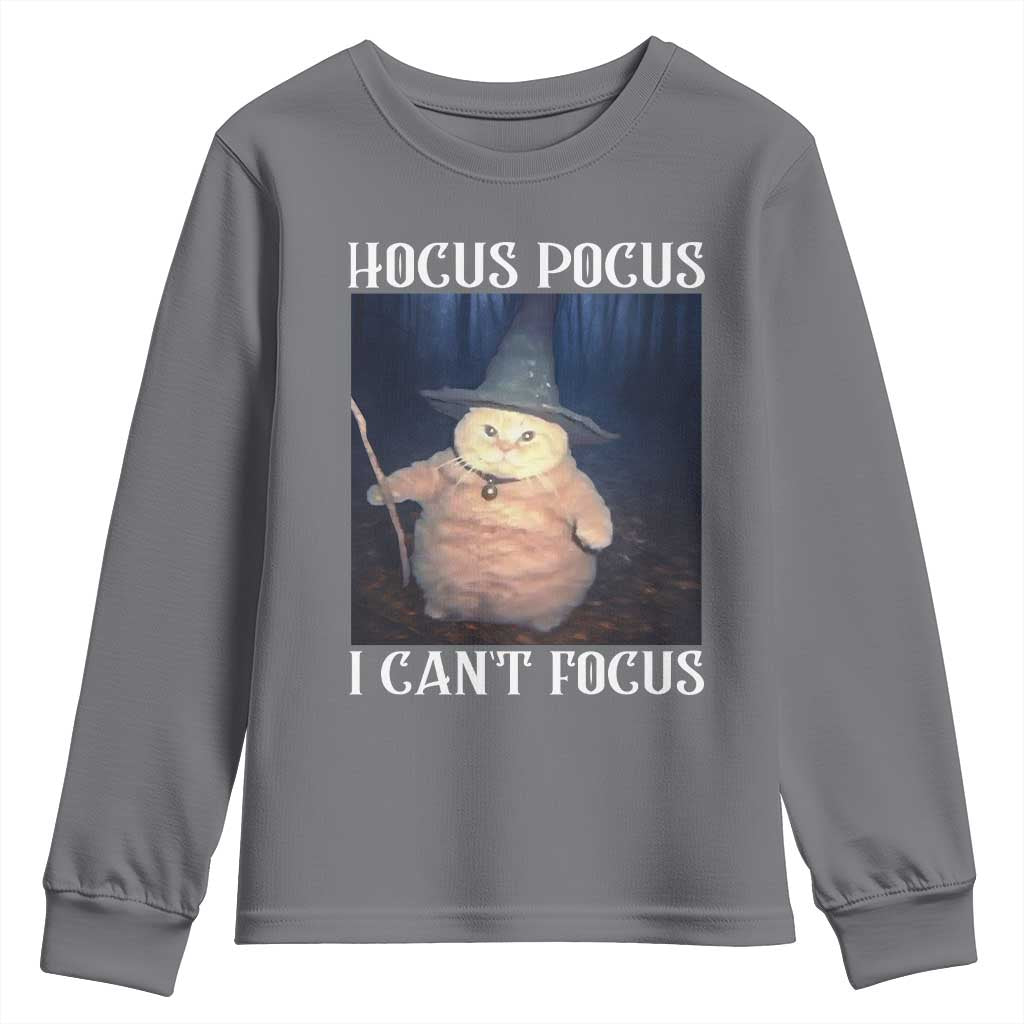 ADHD Cat Meme Youth Sweatshirt Neurodivergent Wizard Cat I Cant Focus - Wonder Print Shop