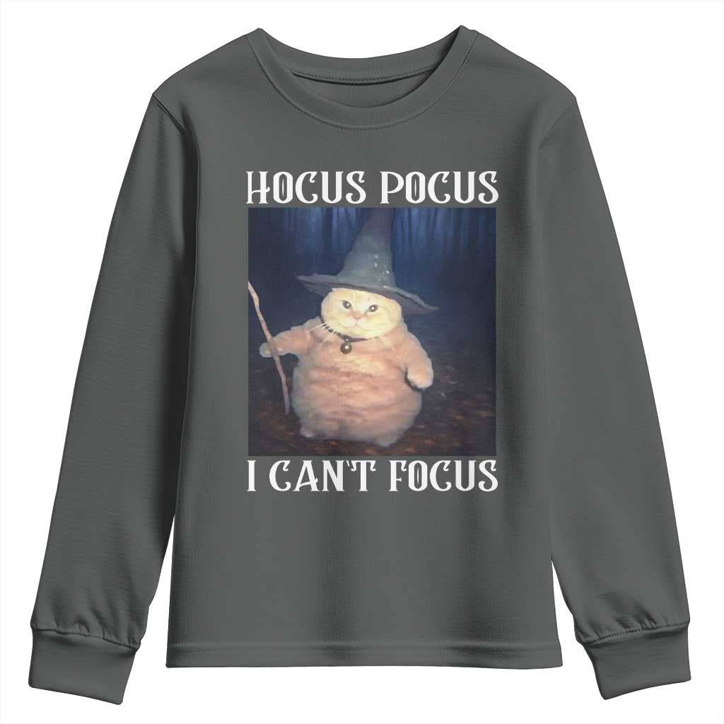 ADHD Cat Meme Youth Sweatshirt Neurodivergent Wizard Cat I Cant Focus - Wonder Print Shop
