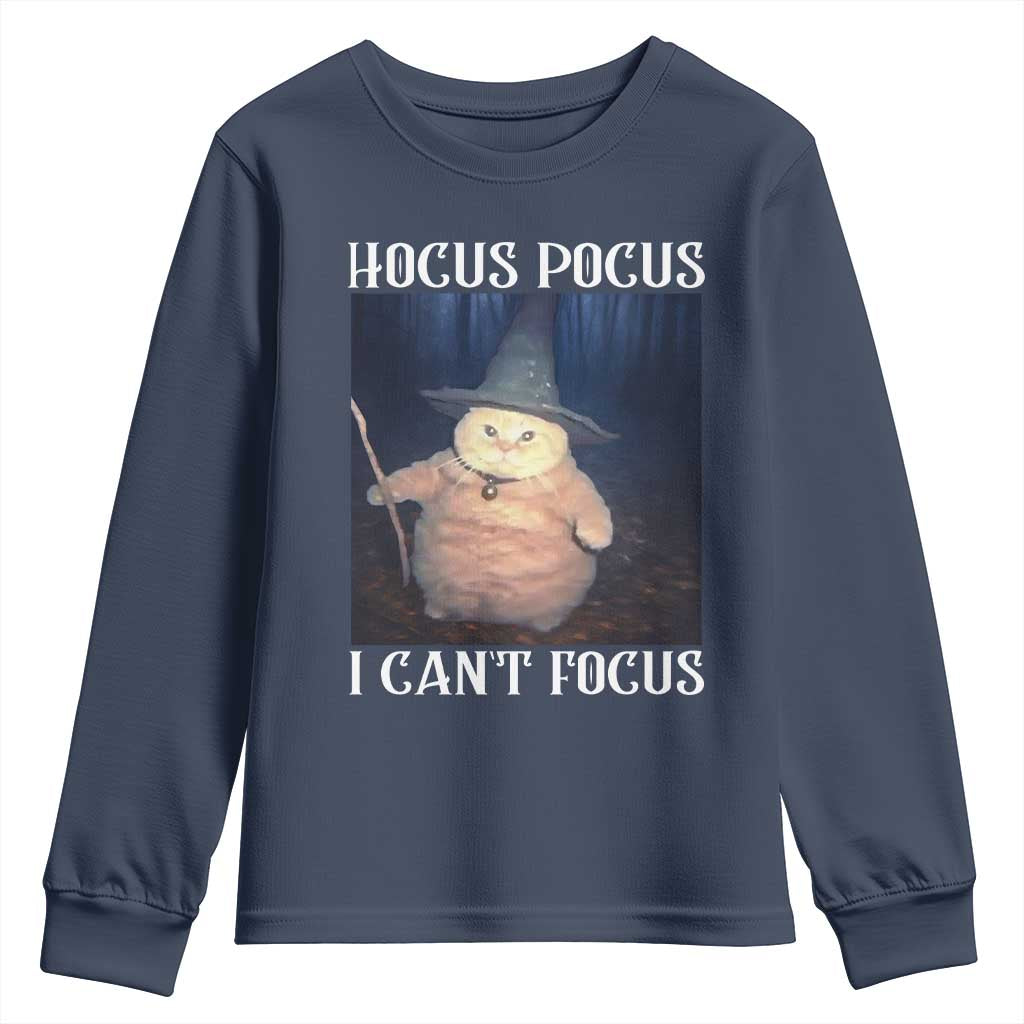 ADHD Cat Meme Youth Sweatshirt Neurodivergent Wizard Cat I Cant Focus - Wonder Print Shop