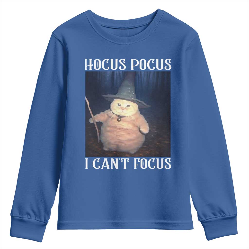 ADHD Cat Meme Youth Sweatshirt Neurodivergent Wizard Cat I Cant Focus - Wonder Print Shop