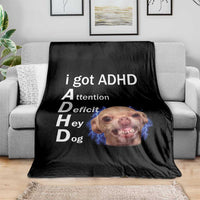 Funny ADHD Dog Meme Throw Blanket Attention Deficit Hey Dog Humor Lovers - Wonder Print Shop