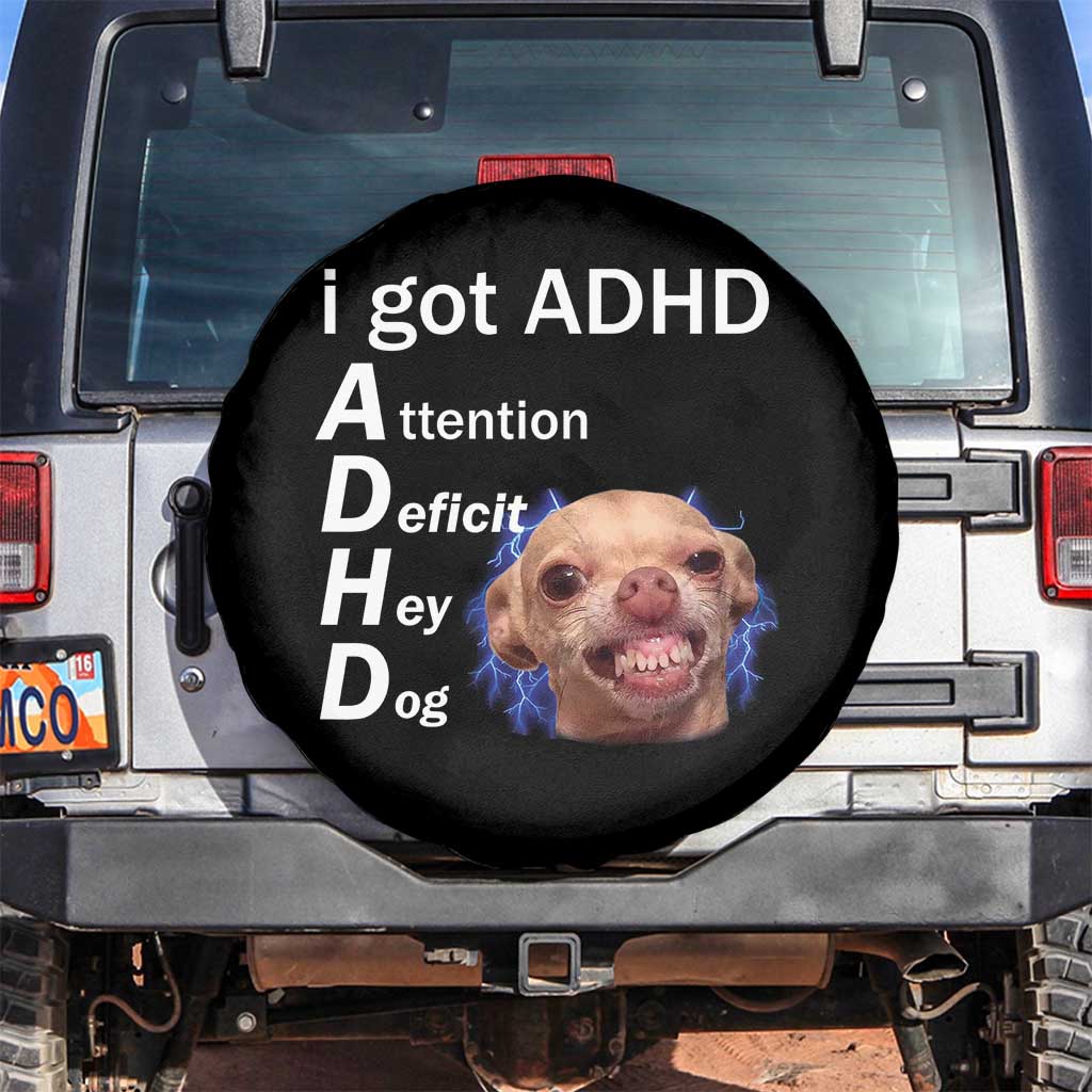Funny ADHD Dog Meme Spare Tire Cover Attention Deficit Hey Dog Humor Lovers - Wonder Print Shop