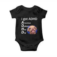 Funny ADHD Dog Meme Baby Onesie Attention Deficit Hey Dog Humor Lovers - Wonder Print Shop