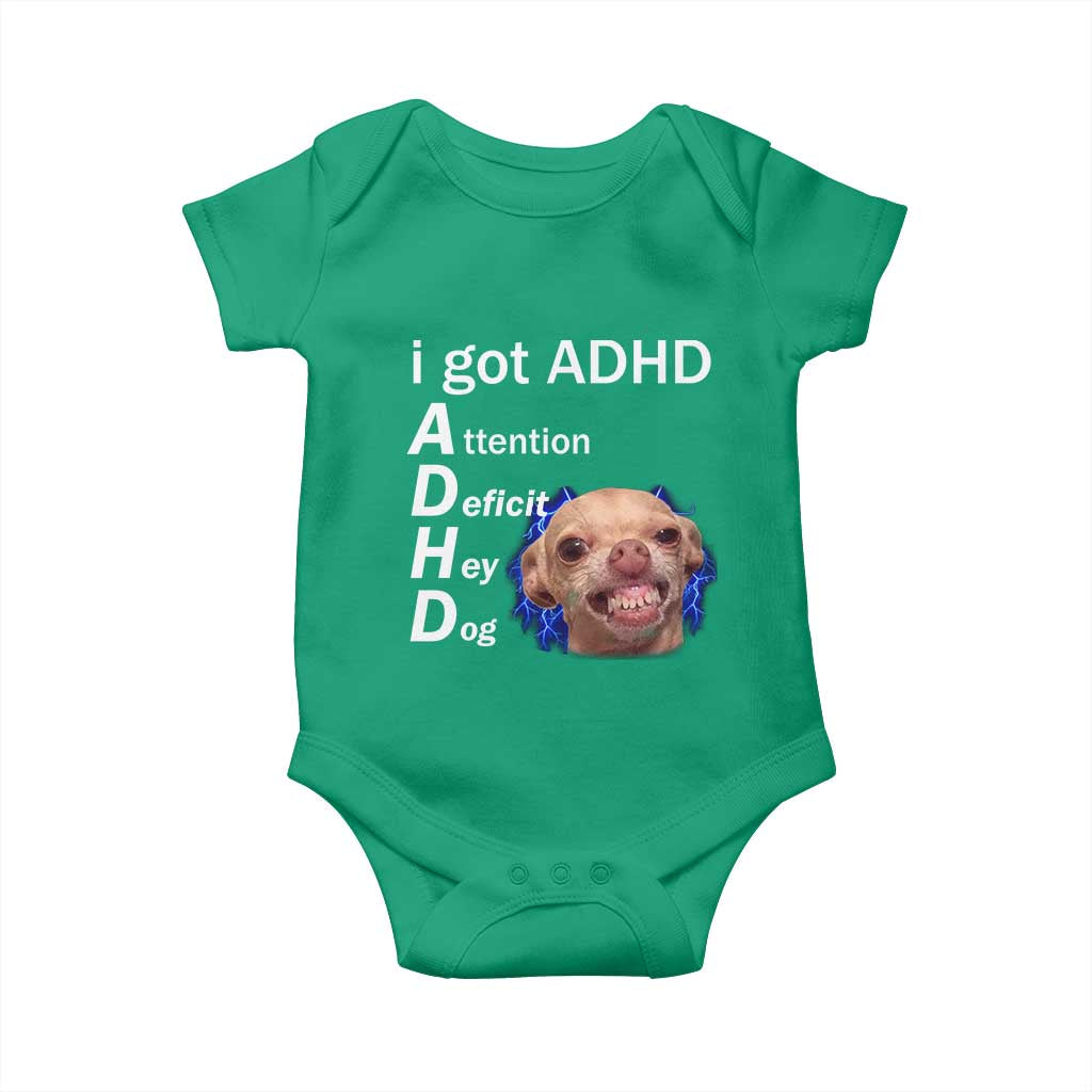Funny ADHD Dog Meme Baby Onesie Attention Deficit Hey Dog Humor Lovers - Wonder Print Shop