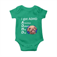 Funny ADHD Dog Meme Baby Onesie Attention Deficit Hey Dog Humor Lovers - Wonder Print Shop