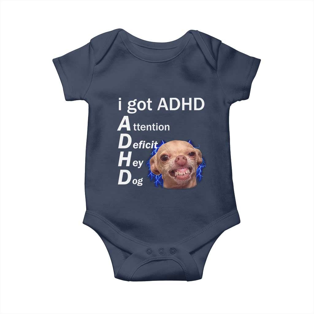 Funny ADHD Dog Meme Baby Onesie Attention Deficit Hey Dog Humor Lovers - Wonder Print Shop