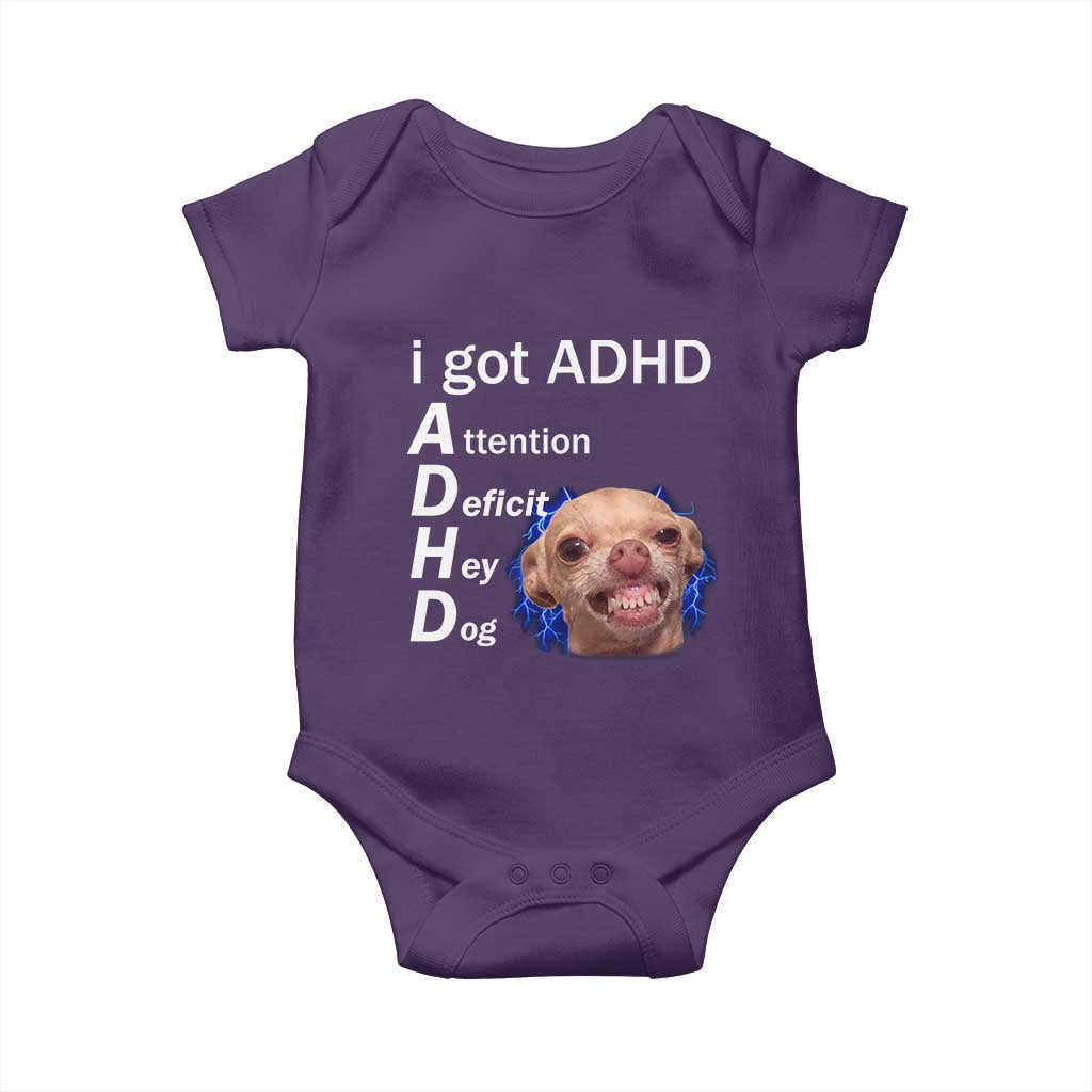 Funny ADHD Dog Meme Baby Onesie Attention Deficit Hey Dog Humor Lovers - Wonder Print Shop