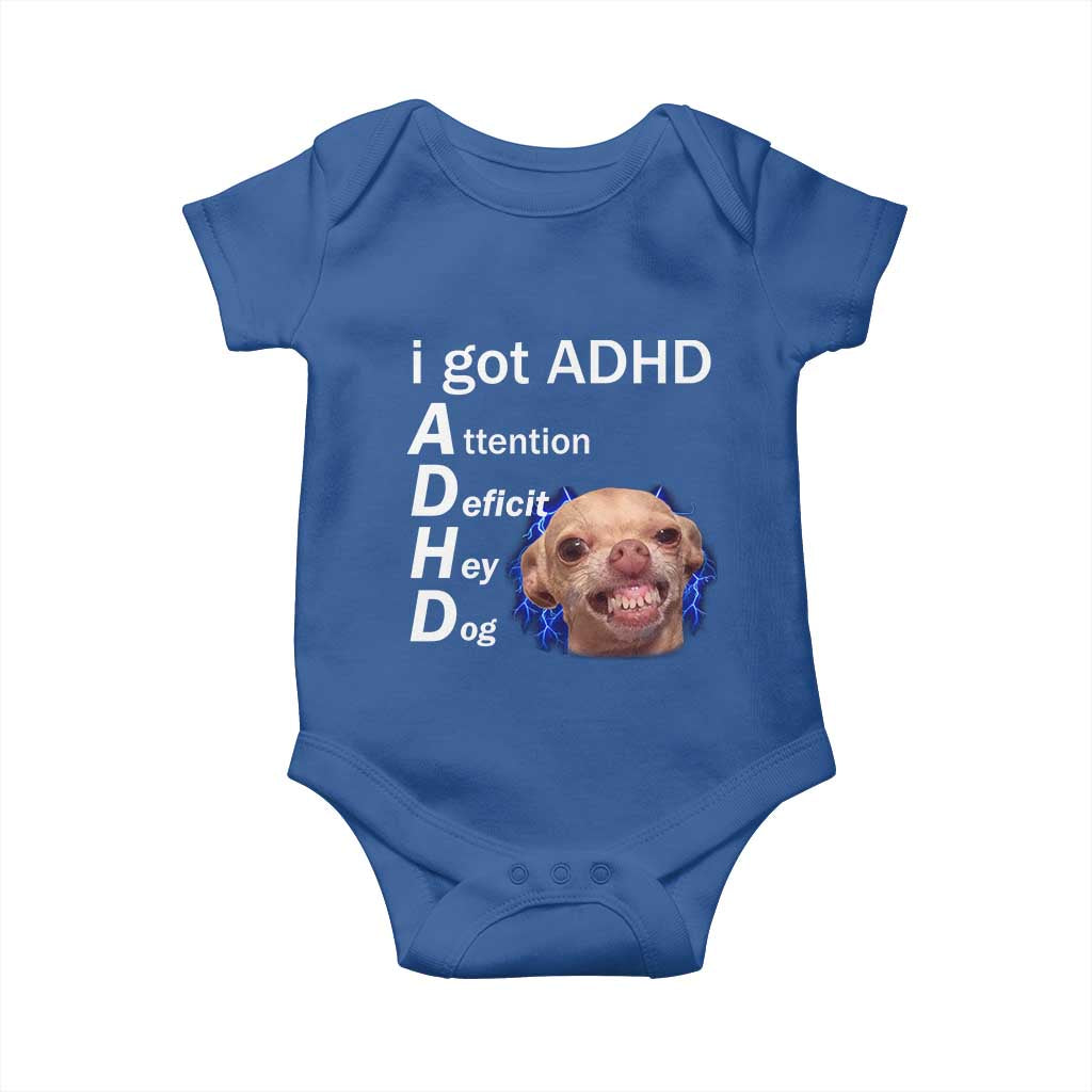 Funny ADHD Dog Meme Baby Onesie Attention Deficit Hey Dog Humor Lovers - Wonder Print Shop