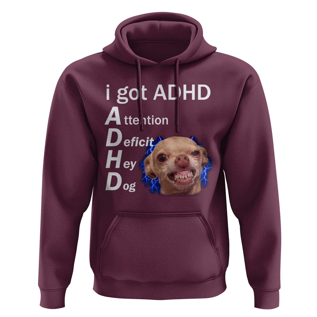Funny ADHD Dog Meme Hoodie Attention Deficit Hey Dog Humor Lovers - Wonder Print Shop