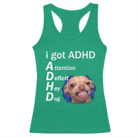 Funny ADHD Dog Meme Racerback Tank Top Attention Deficit Hey Dog Humor Lovers - Wonder Print Shop