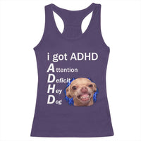 Funny ADHD Dog Meme Racerback Tank Top Attention Deficit Hey Dog Humor Lovers - Wonder Print Shop