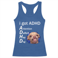Funny ADHD Dog Meme Racerback Tank Top Attention Deficit Hey Dog Humor Lovers - Wonder Print Shop