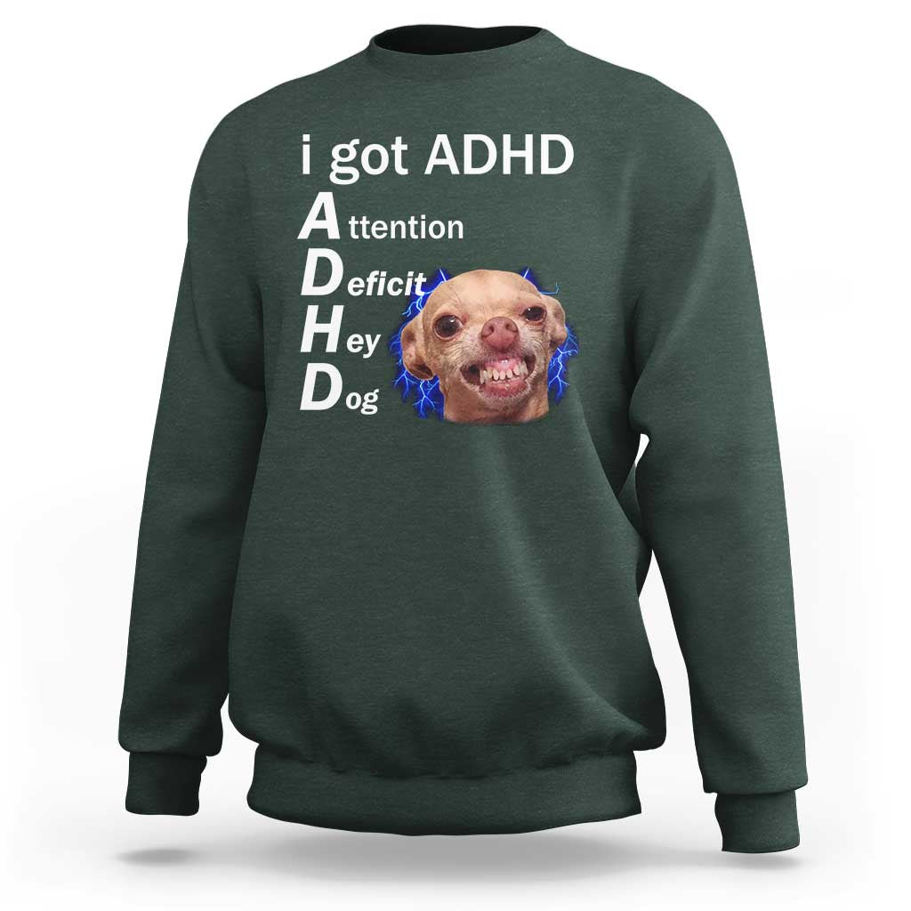 Funny ADHD Dog Meme Sweatshirt Attention Deficit Hey Dog Humor Lovers - Wonder Print Shop