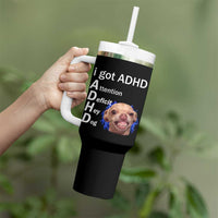 Funny ADHD Dog Meme Tumbler With Handle Attention Deficit Hey Dog Humor Lovers - Wonder Print Shop