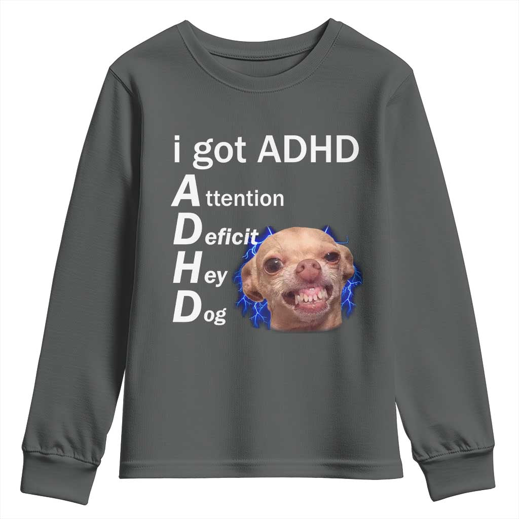 Funny ADHD Dog Meme Youth Sweatshirt Attention Deficit Hey Dog Humor Lovers - Wonder Print Shop