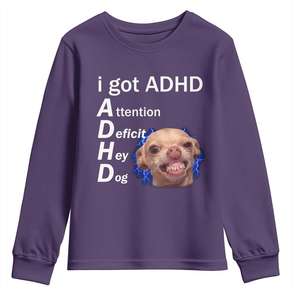 Funny ADHD Dog Meme Youth Sweatshirt Attention Deficit Hey Dog Humor Lovers - Wonder Print Shop