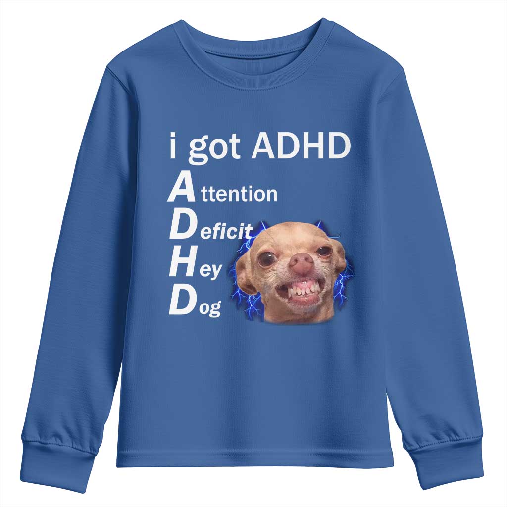 Funny ADHD Dog Meme Youth Sweatshirt Attention Deficit Hey Dog Humor Lovers - Wonder Print Shop