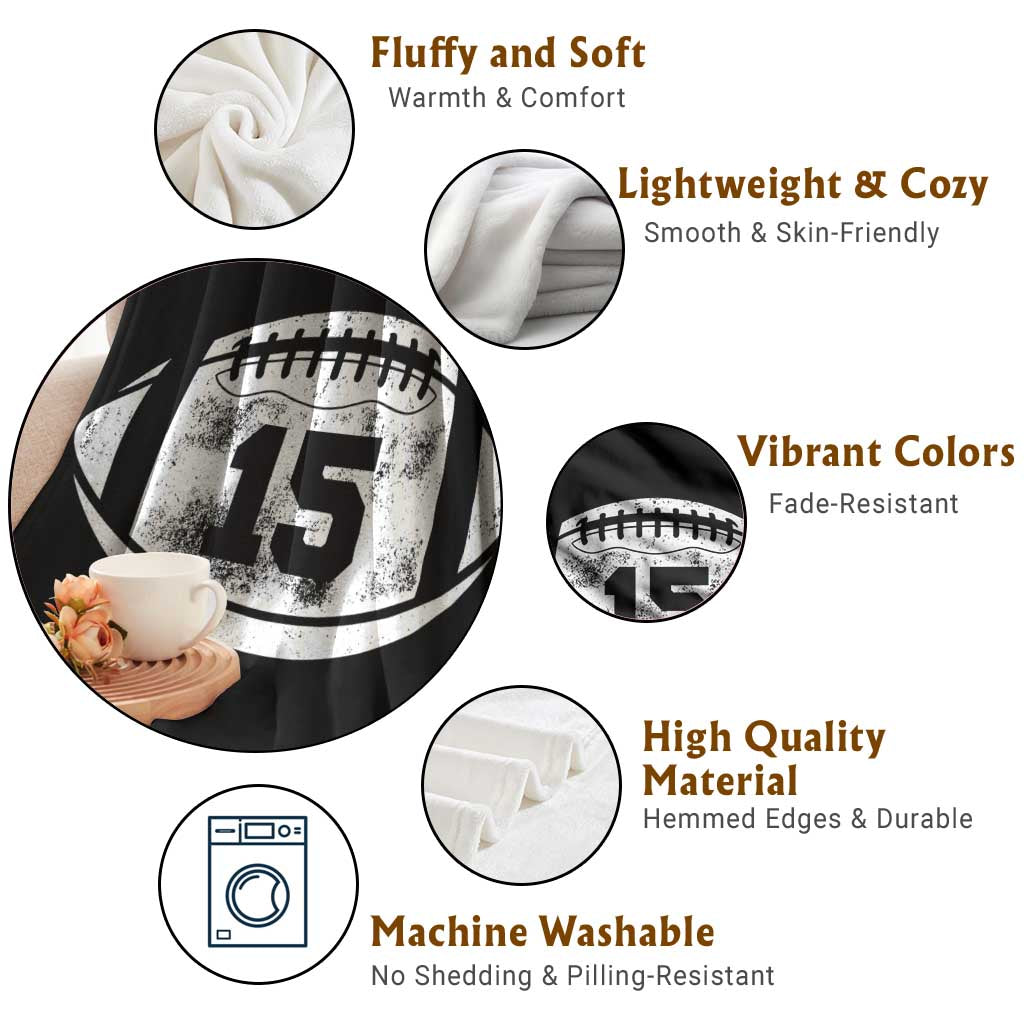 Personalized Football Game Day Throw Blanket Custom Number Cute Senior Mom Mama - Wonder Print Shop