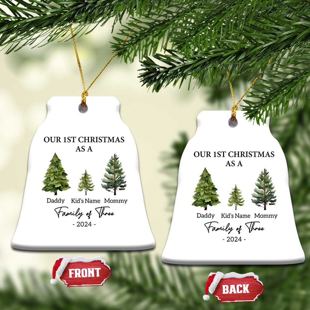 Personalized First Family of Three Christmas Ornament Custom Kid's Name Baby First Christmas - Wonder Print Shop