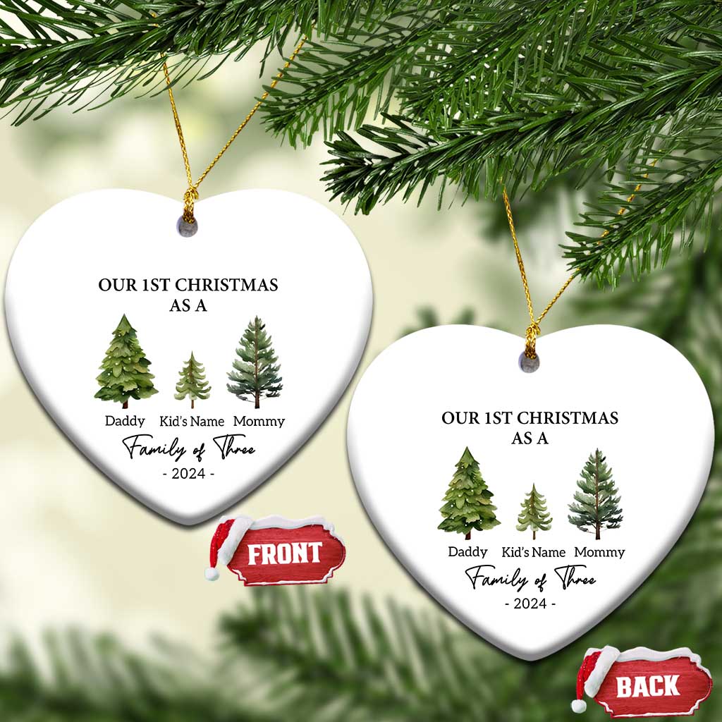 Personalized First Family of Three Christmas Ornament Custom Kid's Name Baby First Christmas - Wonder Print Shop